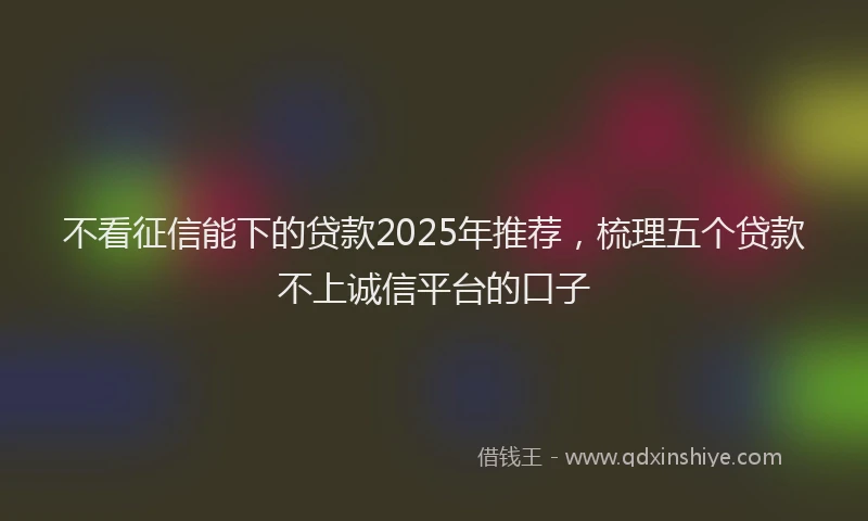 不看征信能下的贷款2025年推荐，梳理五个贷款不上诚信平台的口子