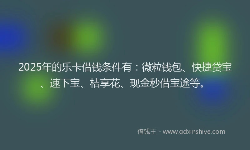 2025年的乐卡借钱条件有：微粒钱包、快捷贷宝、速下宝、桔享花、现金秒借宝途等。