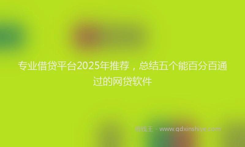 专业借贷平台2025年推荐，总结五个能百分百通过的网贷软件