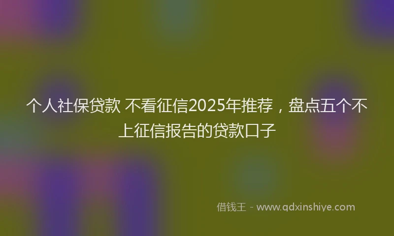 个人社保贷款 不看征信2025年推荐，盘点五个不上征信报告的贷款口子