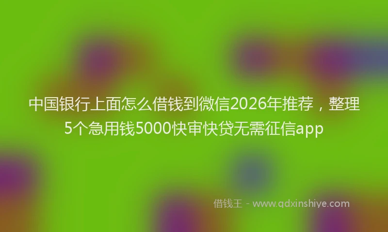 中国银行上面怎么借钱到微信2026年推荐，整理5个急用钱5000快审快贷无需征信app