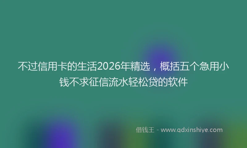 不过信用卡的生活2026年精选,概括五个急用小钱不求征信流水轻松贷的软件