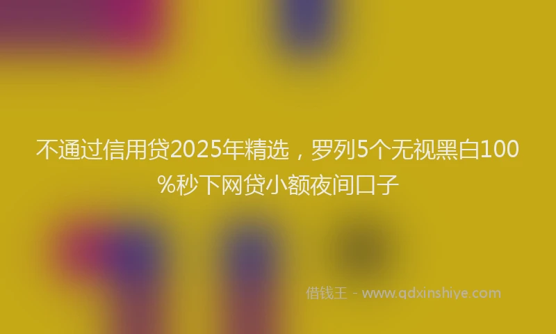 不通过信用贷2025年精选,罗列5个无视黑白100%秒下网贷小额夜间口子