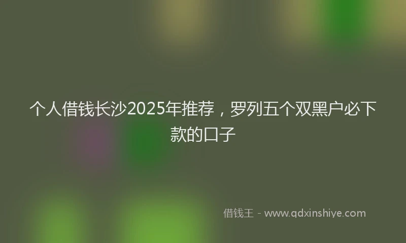 个人借钱长沙2025年推荐，罗列五个双黑户必下款的口子