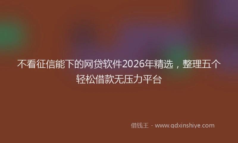 不看征信能下的网贷软件2026年精选，整理五个轻松借款无压力平台