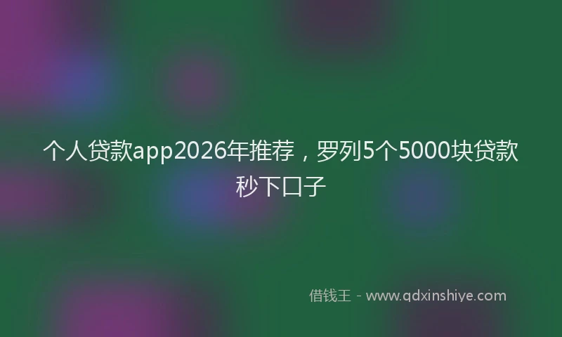 个人贷款app2026年推荐，罗列5个5000块贷款秒下口子