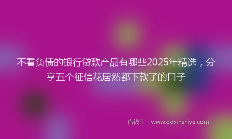 不看负债的银行贷款产品有哪些2025年精选，分享五个征信花居然都下款了的口子