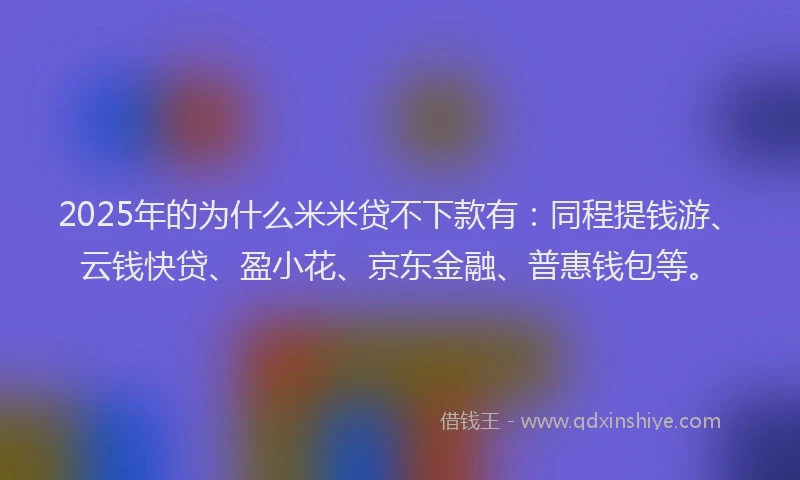 2025年的为什么米米贷不下款有：同程提钱游、云钱快贷、盈小花、京东金融、普惠钱包等。