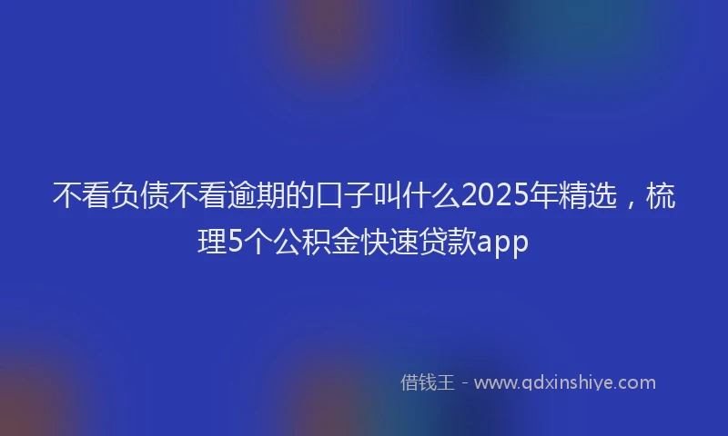 不看负债不看逾期的口子叫什么2025年精选，梳理5个公积金快速贷款app