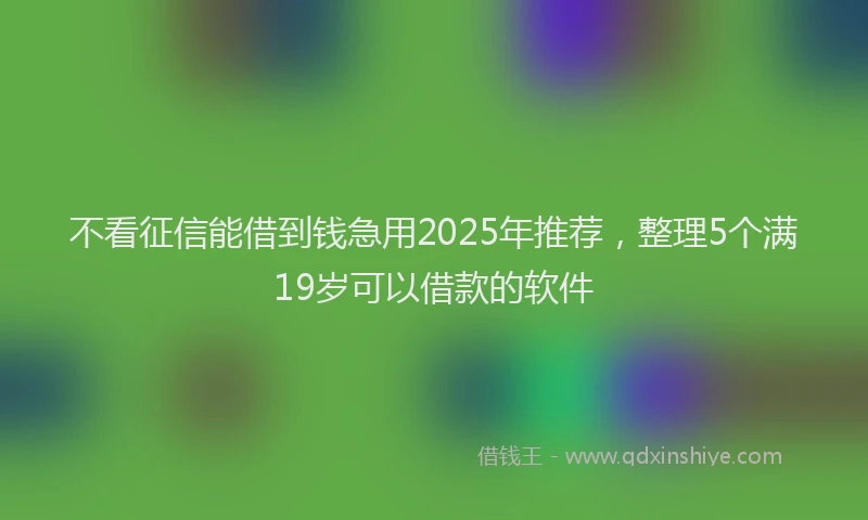 不看征信能借到钱急用2025年推荐，整理5个满19岁可以借款的软件