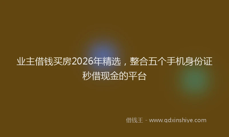 业主借钱买房2026年精选,整合五个手机身份证秒借现金的平台