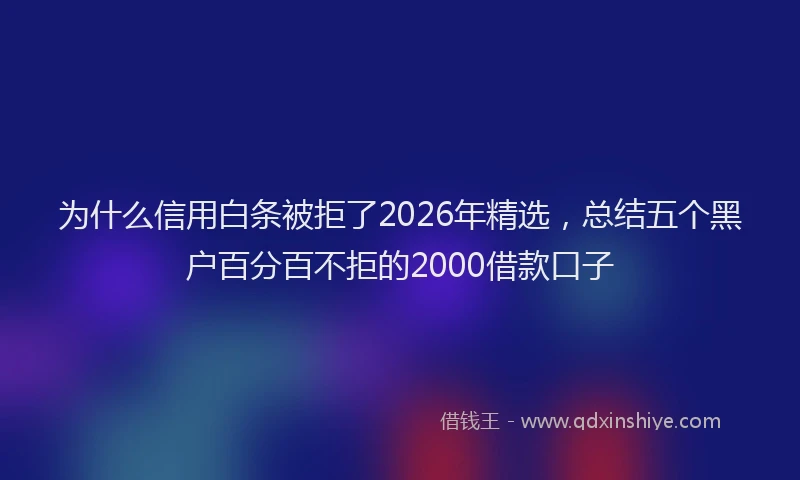 为什么信用白条被拒了2026年精选，总结五个黑户百分百不拒的2000借款口子