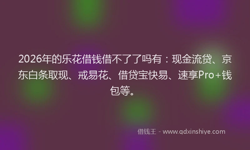 2026年的乐花借钱借不了了吗有：现金流贷、京东白条取现、戒易花、借贷宝快易、速享Pro+钱包等。