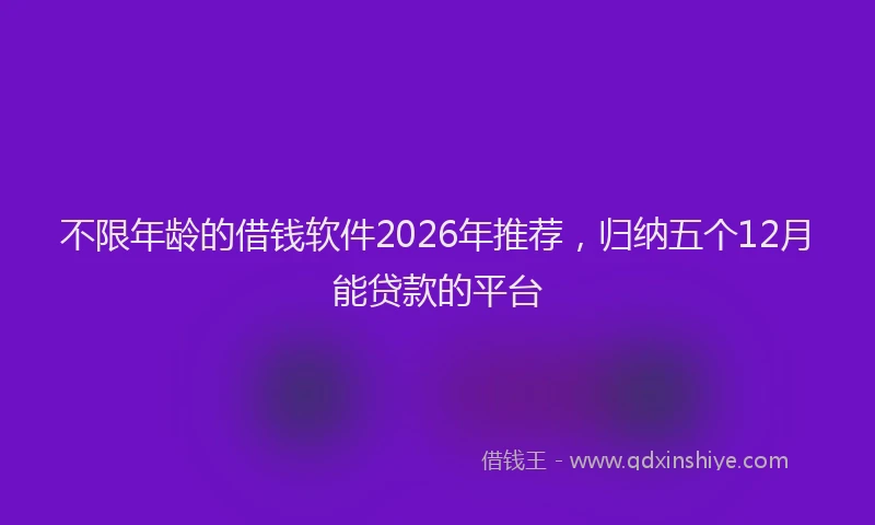 不限年龄的借钱软件2026年推荐，归纳五个12月能贷款的平台