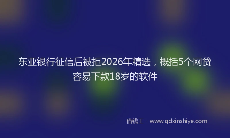 东亚银行征信后被拒2026年精选,概括5个网贷容易下款18岁的软件