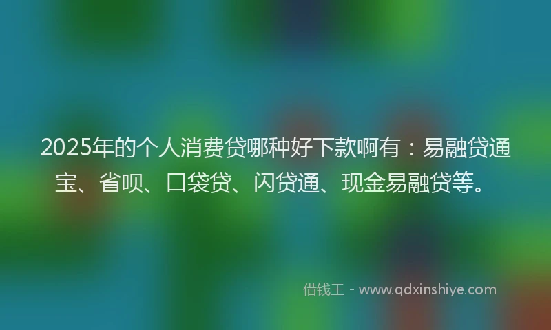 2025年的个人消费贷哪种好下款啊有:易融贷通宝、省呗、口袋贷、闪贷通、现金易融贷等。