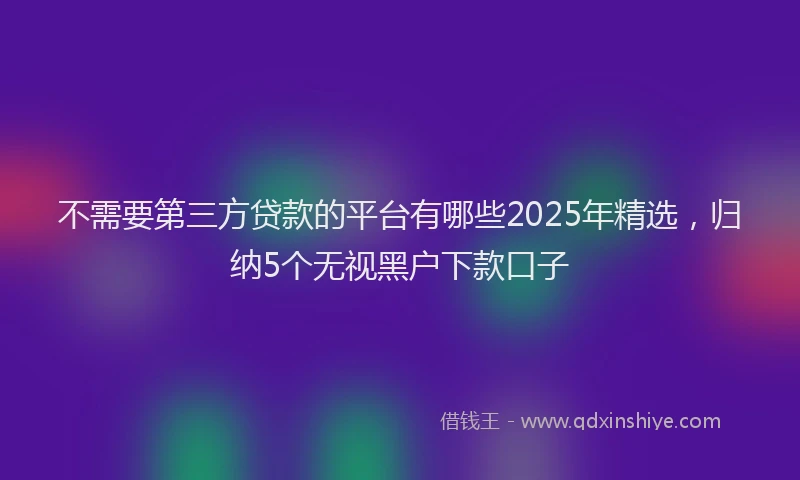 不需要第三方贷款的平台有哪些2025年精选，归纳5个无视黑户下款口子