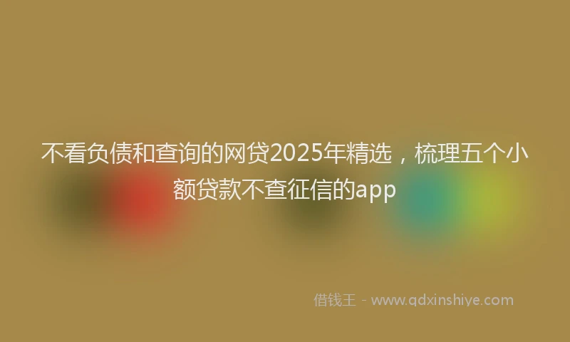 不看负债和查询的网贷2025年精选，梳理五个小额贷款不查征信的app