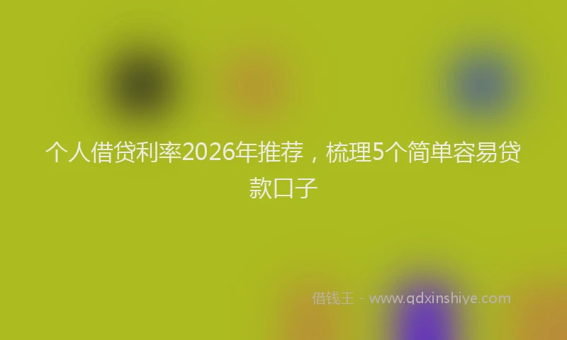 个人借贷利率2026年推荐，梳理5个简单容易贷款口子