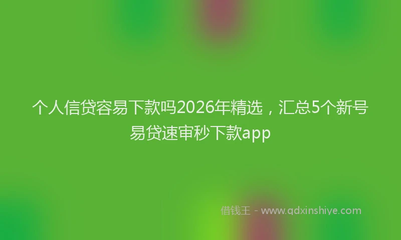 个人信贷容易下款吗2026年精选，汇总5个新号易贷速审秒下款app