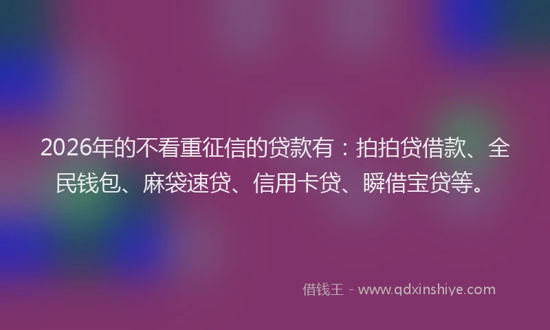 2026年的不看重征信的贷款有：拍拍贷借款、全民钱包、麻袋速贷、信用卡贷、瞬借宝贷等。