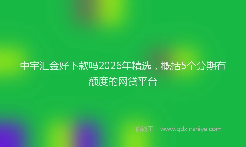 中宇汇金好下款吗2026年精选，概括5个分期有额度的网贷平台