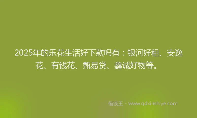 2025年的乐花生活好下款吗有：银河好租、安逸花、有钱花、甄易贷、鑫诚好物等。