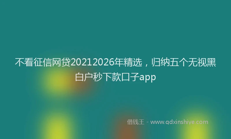 不看征信网贷20212026年精选，归纳五个无视黑白户秒下款口子app