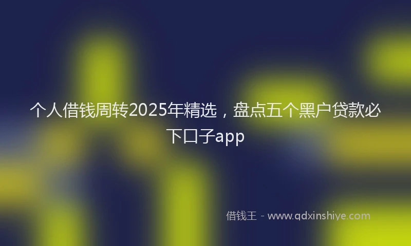 个人借钱周转2025年精选，盘点五个黑户贷款必下口子app