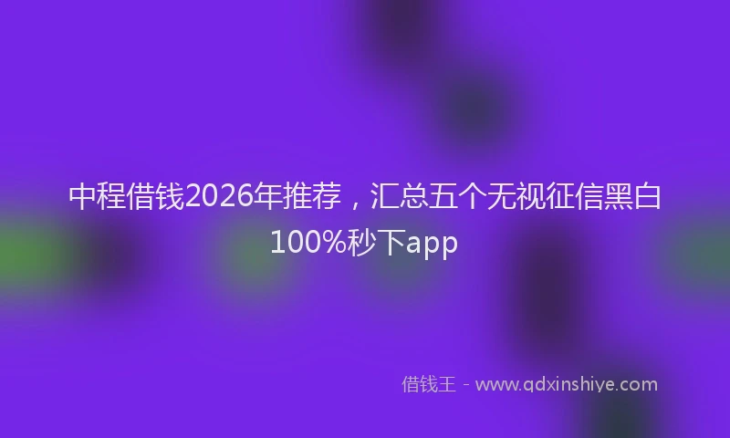中程借钱2026年推荐，汇总五个无视征信黑白100%秒下app