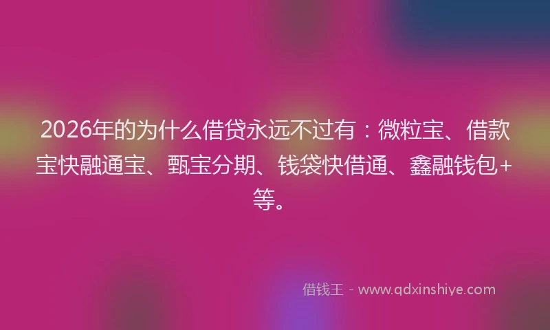 2026年的为什么借贷永远不过有：微粒宝、借款宝快融通宝、甄宝分期、钱袋快借通、鑫融钱包+等。