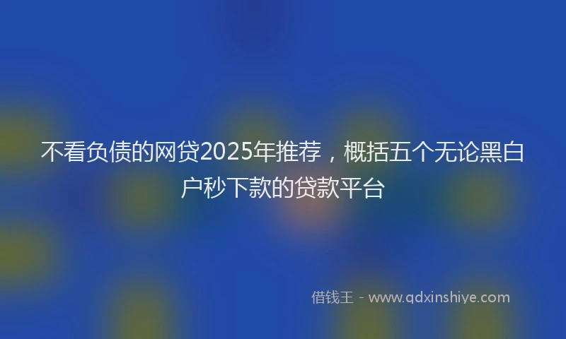 不看负债的网贷2025年推荐，概括五个无论黑白户秒下款的贷款平台