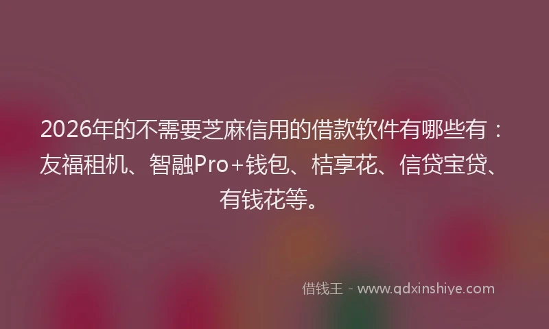 2026年的不需要芝麻信用的借款软件有哪些有：友福租机、智融Pro+钱包、桔享花、信贷宝贷、有钱花等。