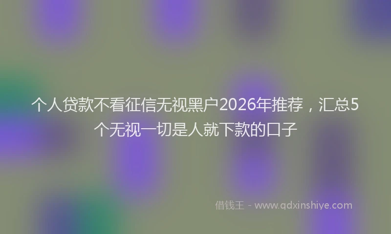个人贷款不看征信无视黑户2026年推荐，汇总5个无视一切是人就下款的口子