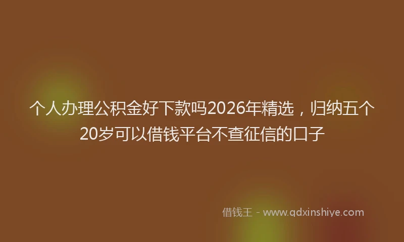 个人办理公积金好下款吗2026年精选，归纳五个20岁可以借钱平台不查征信的口子