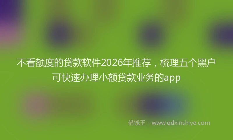 不看额度的贷款软件2026年推荐，梳理五个黑户可快速办理小额贷款业务的app