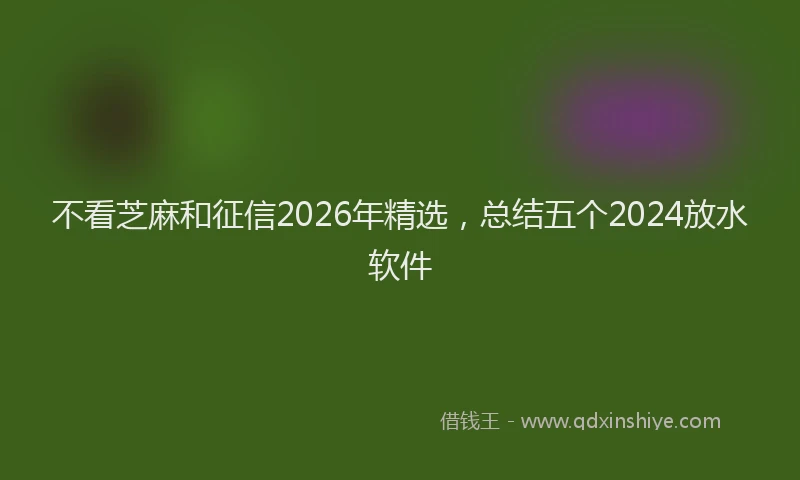 不看芝麻和征信2026年精选,总结五个2024放水软件