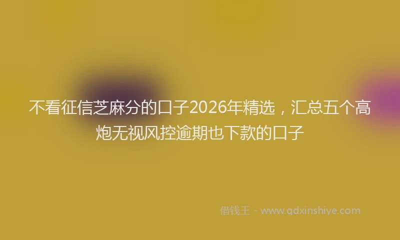 不看征信芝麻分的口子2026年精选，汇总五个高炮无视风控逾期也下款的口子