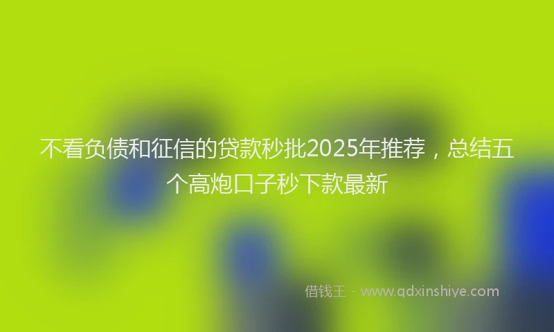 不看负债和征信的贷款秒批2025年推荐，总结五个高炮口子秒下款最新