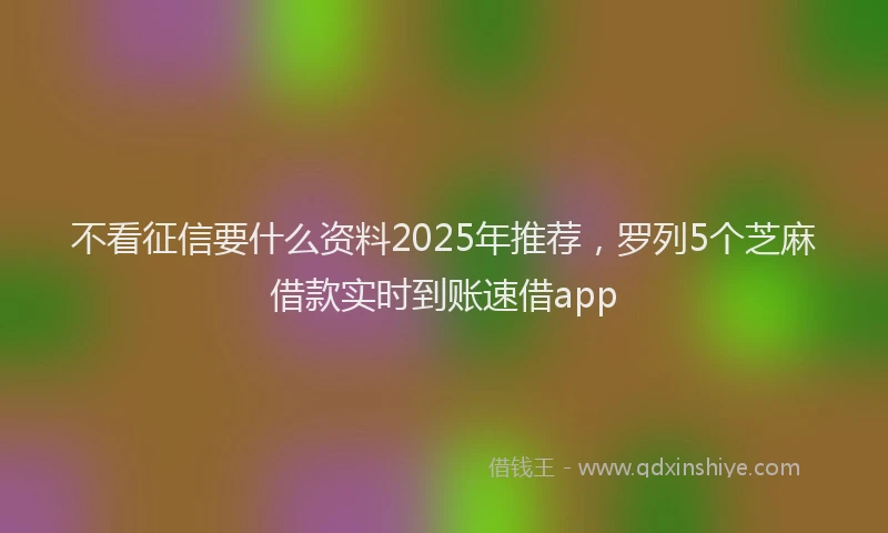 不看征信要什么资料2025年推荐，罗列5个芝麻借款实时到账速借app