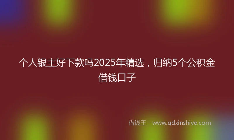 个人银主好下款吗2025年精选，归纳5个公积金借钱口子
