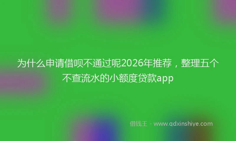 为什么申请借呗不通过呢2026年推荐，整理五个不查流水的小额度贷款app