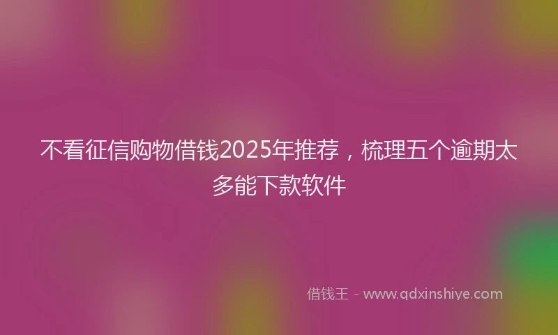 不看征信购物借钱2025年推荐，梳理五个逾期太多能下款软件