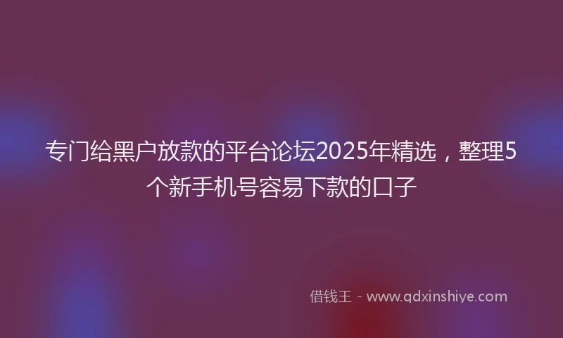 专门给黑户放款的平台论坛2025年精选，整理5个新手机号容易下款的口子