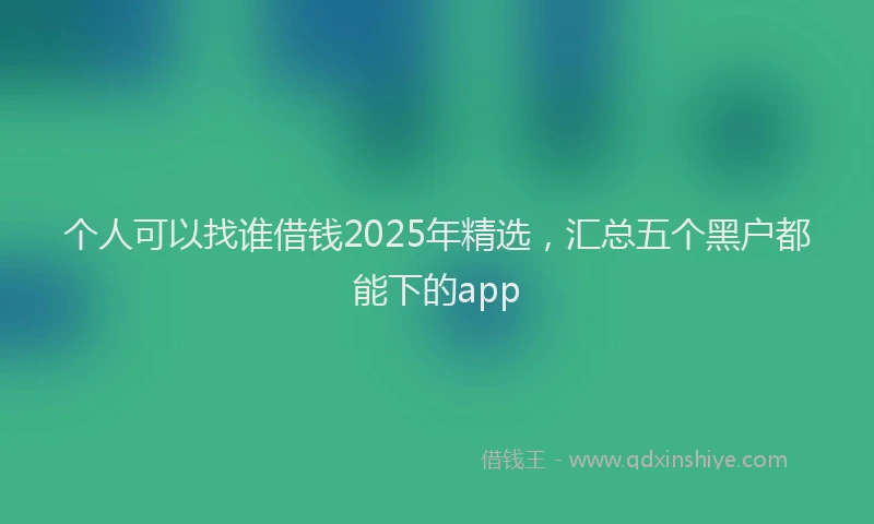 个人可以找谁借钱2025年精选，汇总五个黑户都能下的app