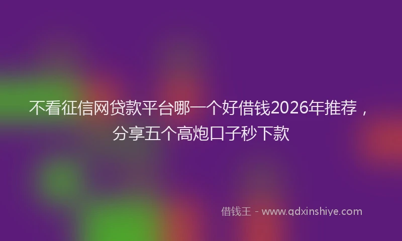 不看征信网贷款平台哪一个好借钱2026年推荐，分享五个高炮口子秒下款