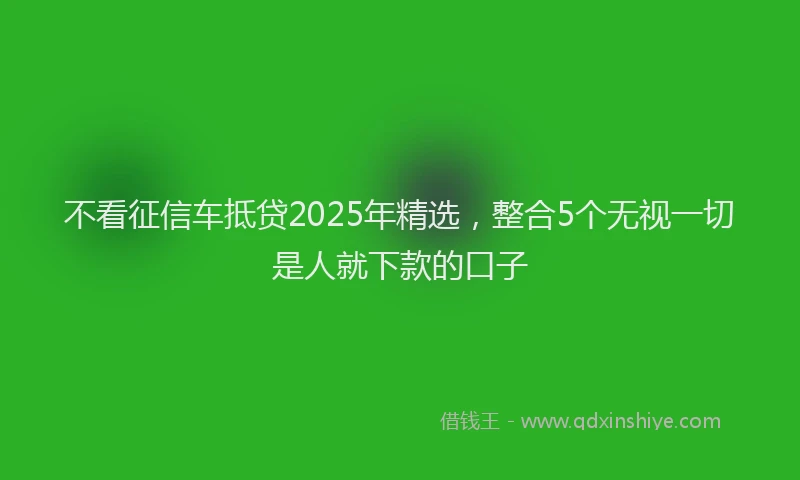 不看征信车抵贷2025年精选，整合5个无视一切是人就下款的口子