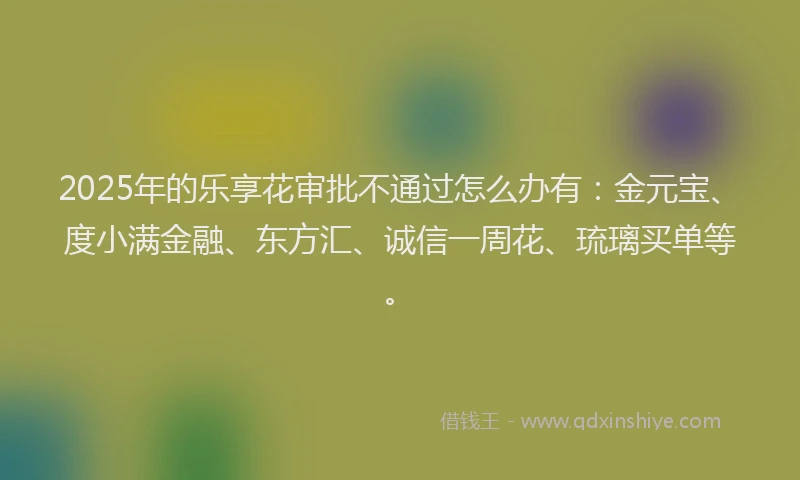 2025年的乐享花审批不通过怎么办有：金元宝、度小满金融、东方汇、诚信一周花、琉璃买单等。