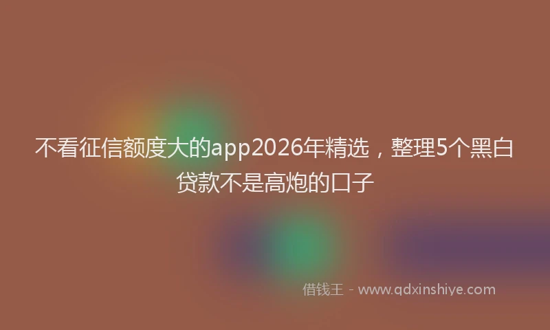 不看征信额度大的app2026年精选，整理5个黑白贷款不是高炮的口子