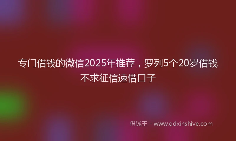 专门借钱的微信2025年推荐,罗列5个20岁借钱不求征信速借口子
